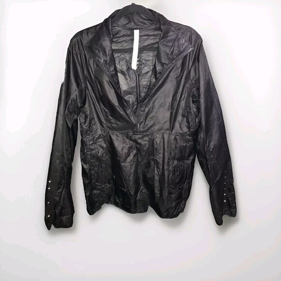Lululemon Women's Black Windbreaker Rain Half 1/4 Zip Pullover Jacket‎ 8 Running - Picture 1 of 7
